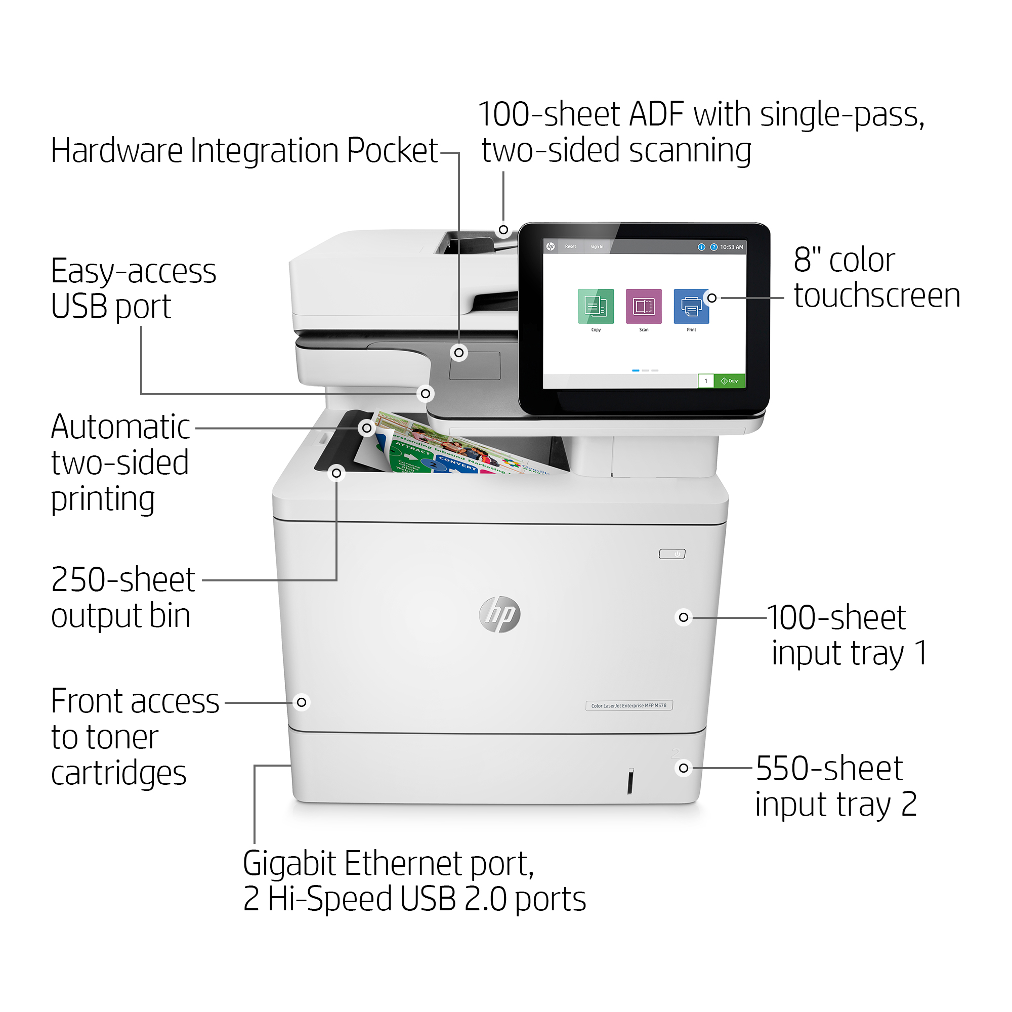 HP Color LaserJet Enterprise MFP M578dn - الصورة 3